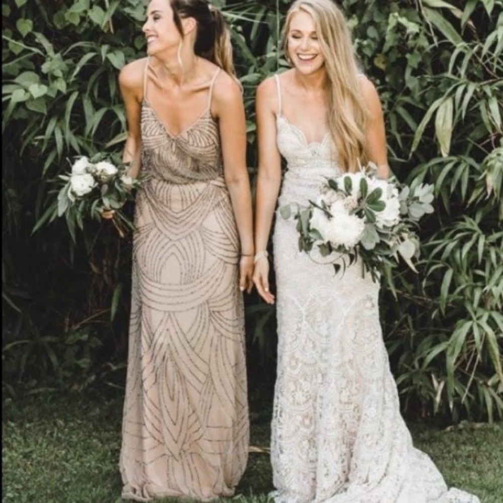 Adrianna Papell beaded sleeveless blouson Long Dress - Picture 3 of 15
